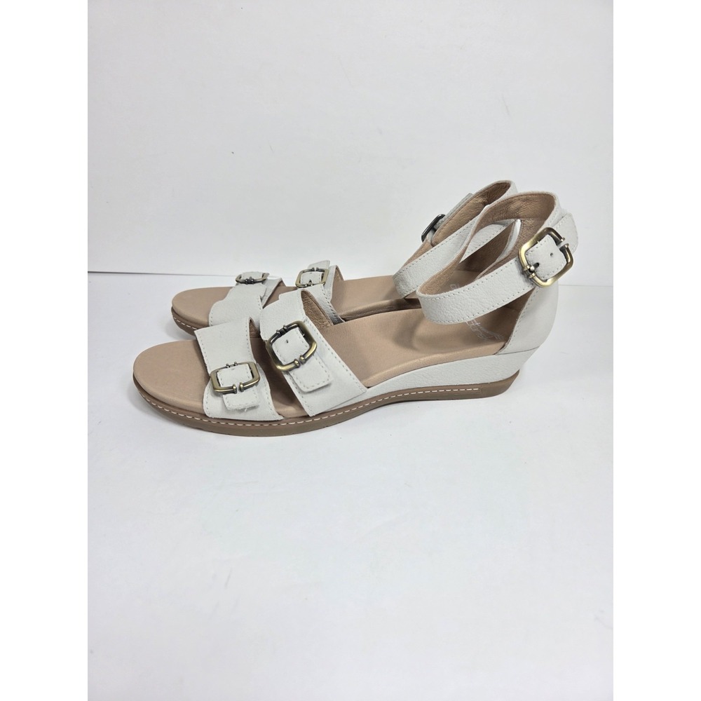 Dansko Women Astrid Ivory Textured Nubuck Wedge Sandals Sz 41 / 10 - 10.5 US